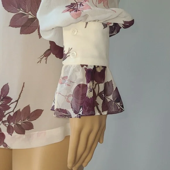 LOVER Long-Sleeve Floral Silk Blouse - Picture 5 of 9
